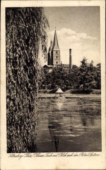 Ak Altenburg in Thüringen, Kleiner Teich mit Blick nach den Roten