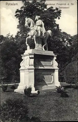 Ak Potsdam, Denkmal Friedrich d. Gr. in Sanssouci