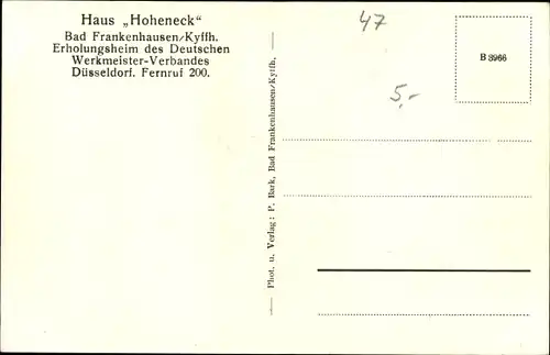 Ak Bad Frankenhausen am Kyffhäuser Thüringen, Erholungsheim Haus Hoheneck, Speisezimmer