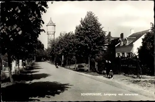 Ak Scherpenisse Zeeland, Langeweg met watertoren