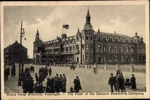 Ak Vlissingen Zeeland, Grand Hotel Britannia, Zeeland Steamship Company