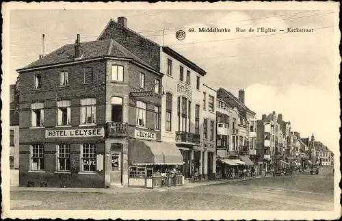 Ak Middelkerke Westflandern, Kerkstraat, Hotel L'Elysee