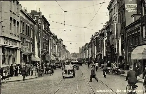 Ak Rotterdam Südholland Niederlande, Jonker Fransstraat, Passanten, Autos