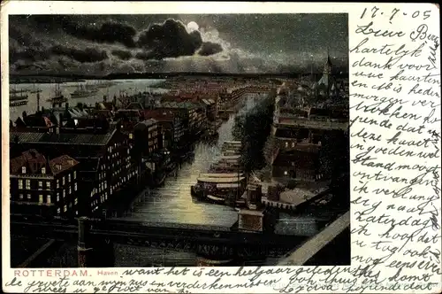 Ak Rotterdam Südholland Niederlande, Haven, bei Nacht