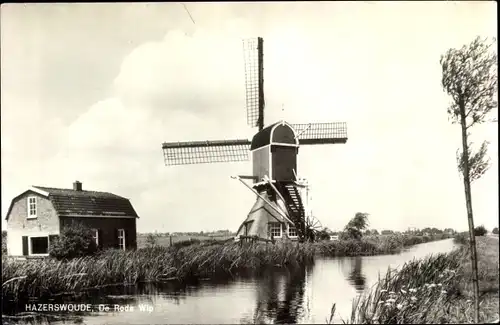 Ak Hazerswoude Dorp Südholland, De Rode Wip, Molen