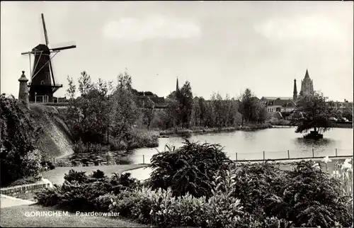 Ak Gorinchem Südholland Niederlande, Paardenwater, Molen