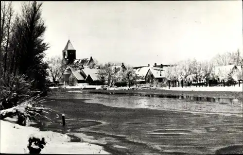 Ak Giessenburg Südholland, Gezicht op de Giessen, Winter