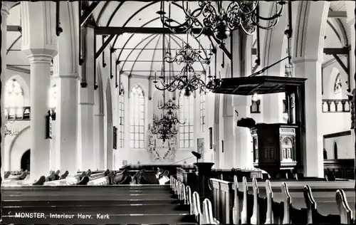 Ak Monster Südholland Niederlande, Ned. Herv. Kerk, Interieur