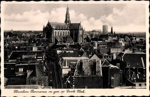 Ak Haarlem Nordholland Niederlande, Panorama, Groote Kerk