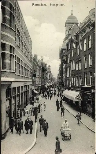 Ak Rotterdam Südholland Niederlande, Hoogstraat, Passanten