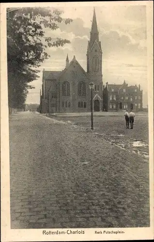 Ak Charlois Rotterdam Südholland Niederlande, Kerk Putscheplein