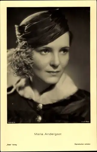 Ak Schauspielerin Maria Andergast, Portrait, Ross Verlag 9013 1