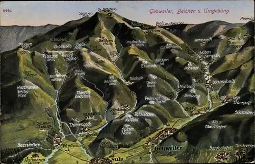 Landkarten Ak Gebweiler Haut Rhin Elsaß, Belchen und Umgebung