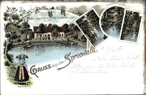 Litho Lübbenau Spreewald, Gasthof zum fröhlichen Hecht