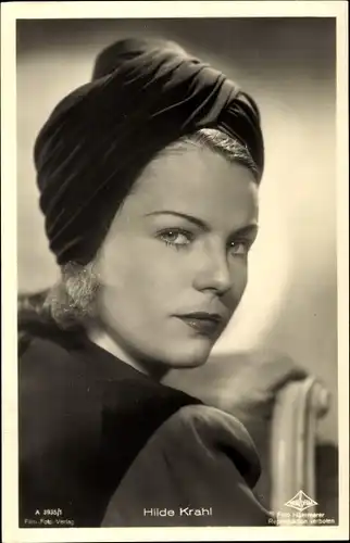 Ak Schauspielerin Hilde Krahl, Portrait, Turban