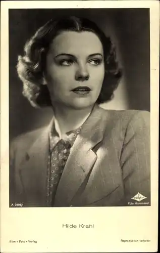 Ak Schauspielerin Hilde Krahl, Portrait, Film Foto Verlag A 3498/1