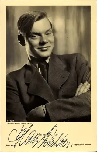 Ak Schauspieler Hans Richter, Portrait, Autogramm