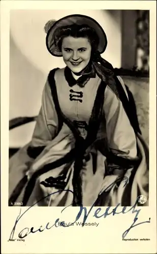 Ak Schauspielerin Paula Wessely, Portrait, Ross Verlag 2369/2, Autogramm