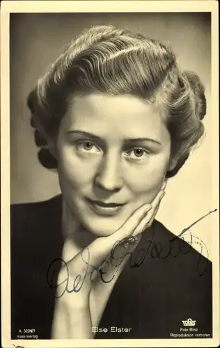 Ak Schauspieler Else Elster, Portrait, Autogramm