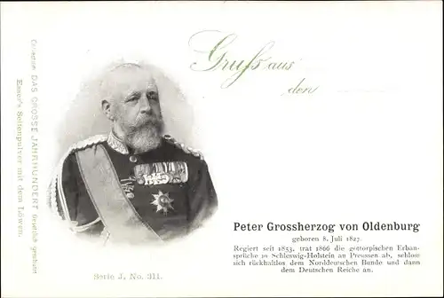 Ak Großherzog Peter von Oldenburg, Portrait, 8 Juli 1827, Esser's Seifenpulver