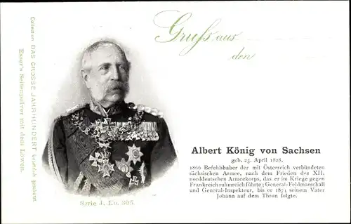 Ak König Albert von Sachsen, Portrait, Geboren 23 April 1828, Esser's Seifenpulver