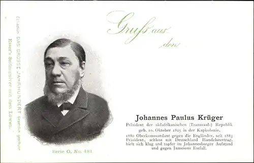 Ak Johannes Paulus Krüger, Paul Kruger, Präsident von Südafrika, Esser's Seifenpulver