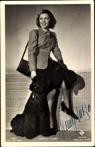 Ak Schauspielerin Jenny Jugo, Hund, Autogramm