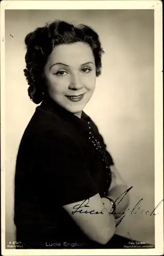 Ak Schauspielerin Lucie Englisch, Portrait, Ross Verlag A 2730 1, Autogramm