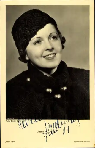 Ak Schauspielerin Jenny Jugo, Portrait, Mütze, Autogramm