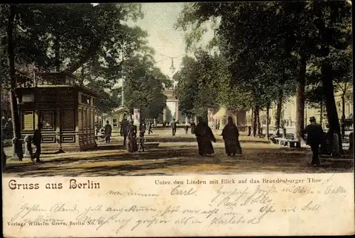 Ak Berlin Mitte, Unter den Linden, Brandenburger Tor