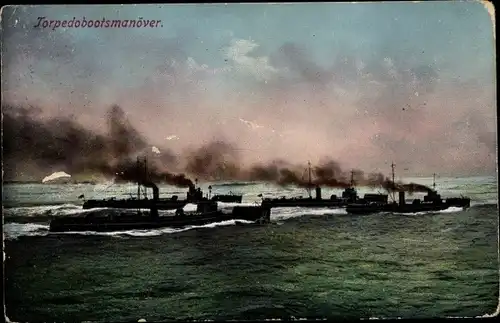 Ak Deutsche Kriegsschiffe, Torpedobootsmanöver, Kaiserliche Marine