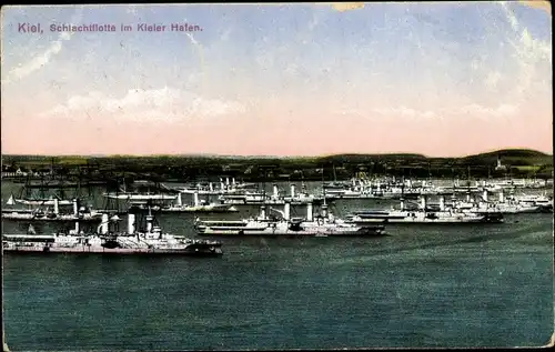 Ak Kiel Schleswig Holstein, Schlachtflotte im Hafen, Deutsche Kriegsschiffe