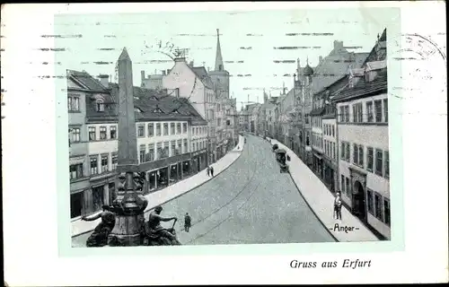 Ak Erfurt Thüringen, Geschäfte am Anger, Obelisk
