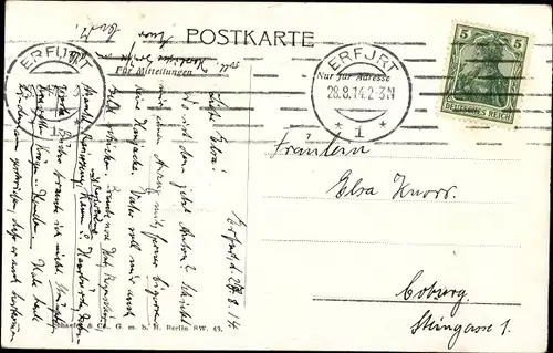 Ak Erfurt Thüringen, Geschäfte am Anger, Obelisk