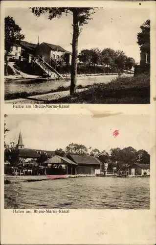 Ak Gerden Lagarde Lothringen Moselle, Hafen am Rhein-Marne-Kanal