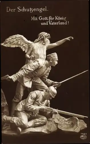 Ak Plastik Der Schutzengel, Mit Gott, für König und Vaterland