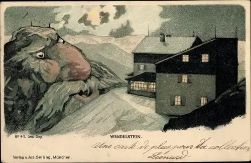 Litho Wendelstein in Mittelfranken, Berggesicht, Berghotels