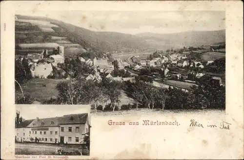 Ak Mürlenbach in der Eifel, Gesamtansicht, Gasthaus zur Post