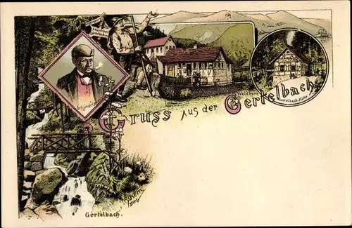 Künstler Litho Gertelbach Bühlertal, Schindelpeter, Waldhorn