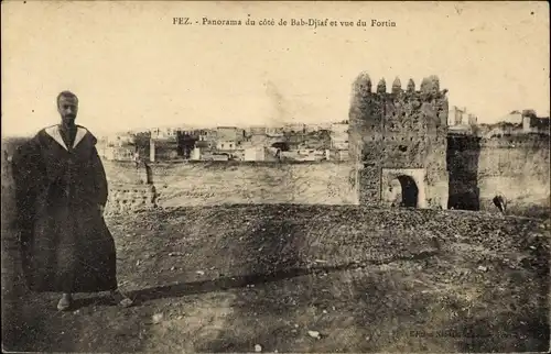 Ak Fès Fez Marokko, Panorama du cote de Bab Djiaf, Fortin