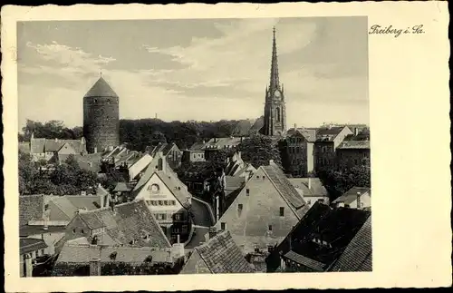 Ak Freiberg in Sachsen, Blick über die Stadt, Kirchtürme