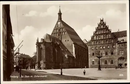 Ak Freiberg in Sachsen, Dom am Untermarkt, Giebelhaus