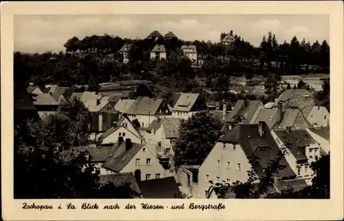 Ak Zschopau im Erzgebirge Sachsen, Blick nach der Wiesenstraße und Bergstraße