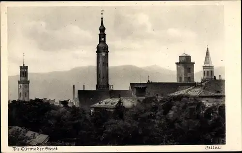 Ak Zittau in der Oberlausitz, Die Türme der Stadt