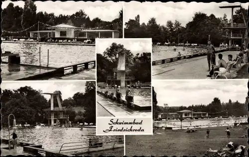 Ak Friedrichroda im Thüringer Wald, Schwimmbad, Sprungturm, Liegewiese