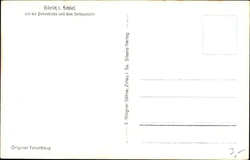 Ak Görlitz in der Lausitz, Stadtbild mit Peterskirche und Rathausturm