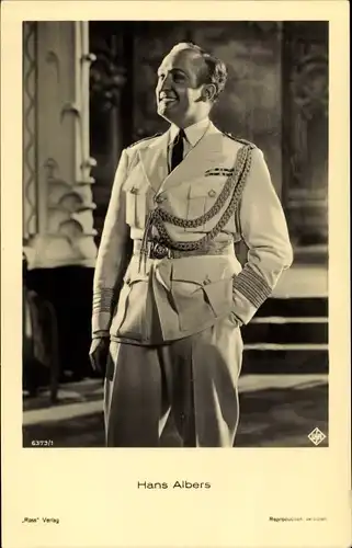 Ak Schauspieler Hans Albers, Portrait in Uniform, Ross Verlag 6373/1