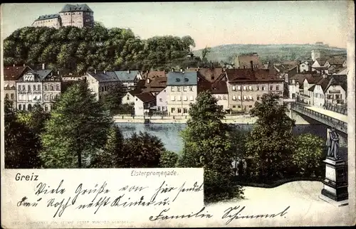 Ak Greiz im Vogtland, Elsterpromenade, Panorama