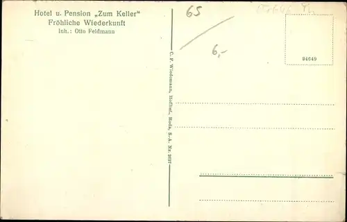 Ak Stadtroda, Hotel und Pension Zum Keller, Fröhliche Wiederkunft