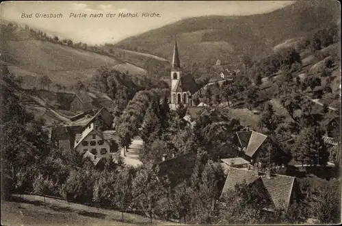 Ak Bad Griesbach im Schwarzwald, Partie nach der Kathol. Kirche